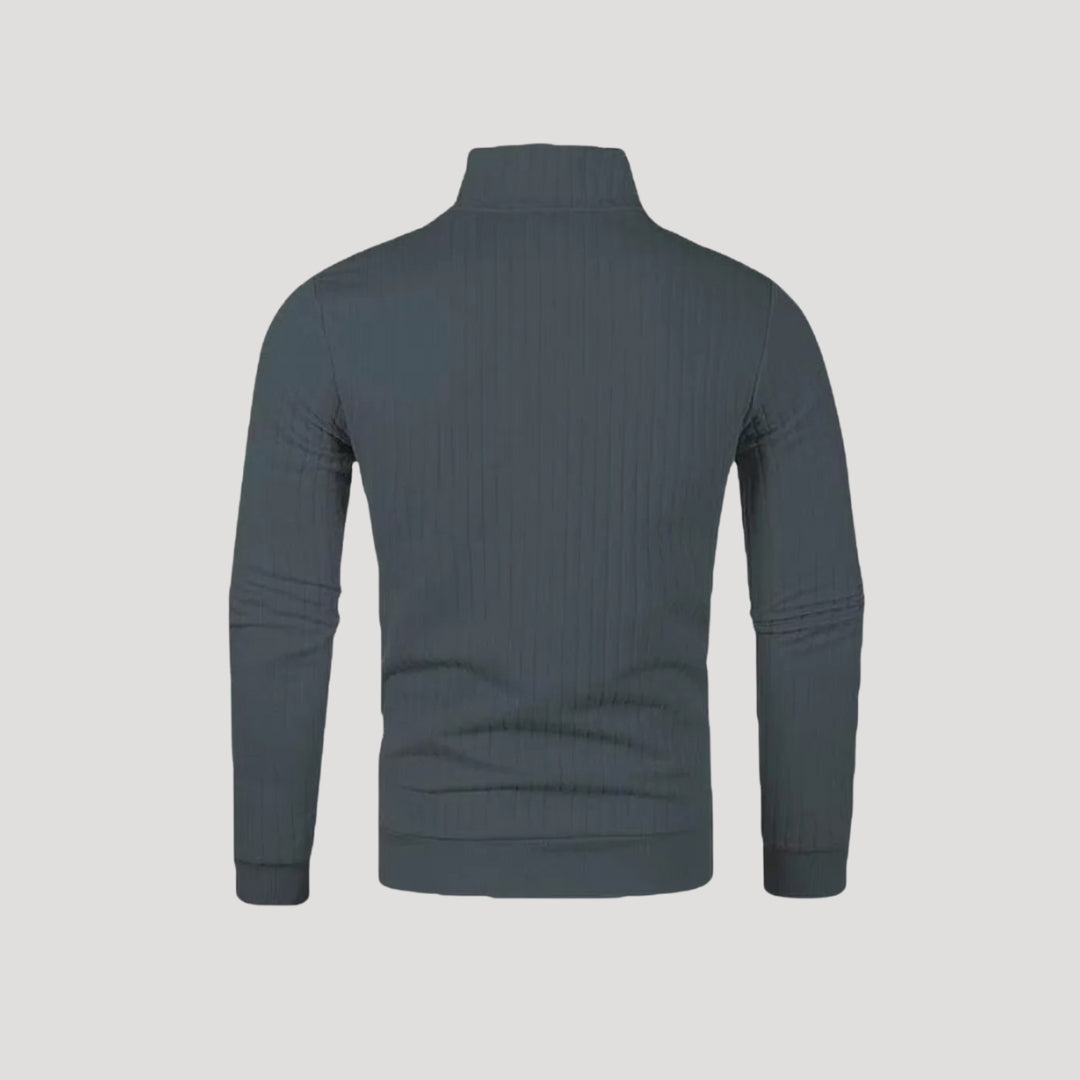 Herren Halvdraget Stickad Jumper med Ribbad Textur 7