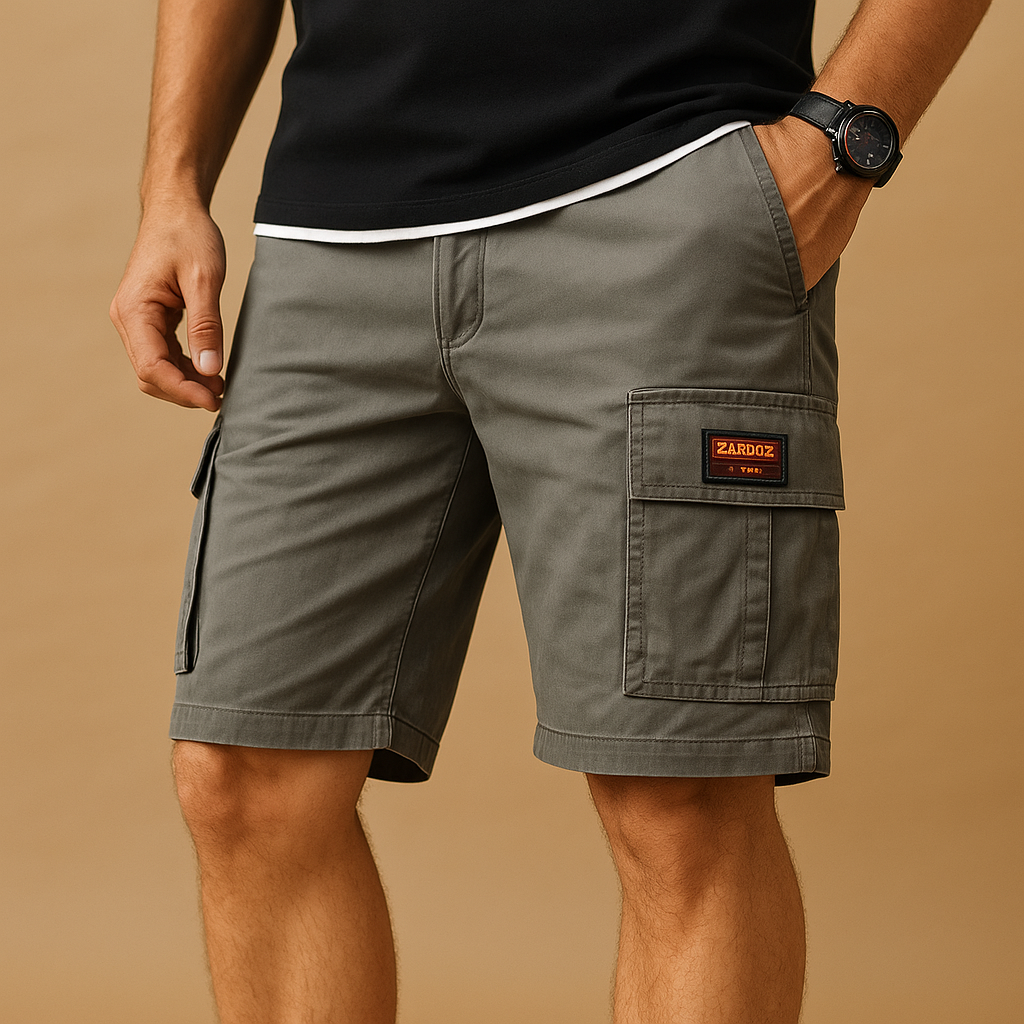 Herrens Cargo Shorts med Flera Fickor och Sneldrogande Material