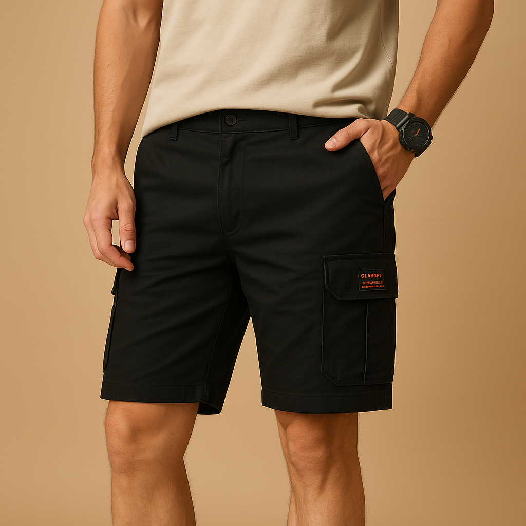 Herrens Cargo Shorts med Flera Fickor och Sneldrogande Material