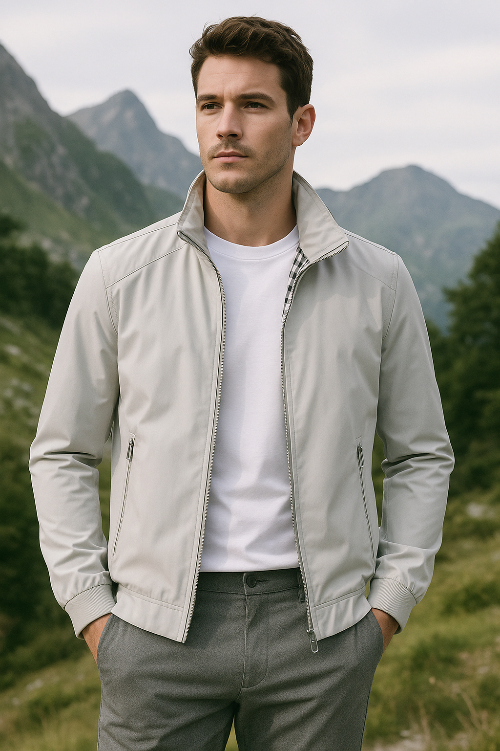 Herrens Lättvikts Sommarjacka med Modern Passform