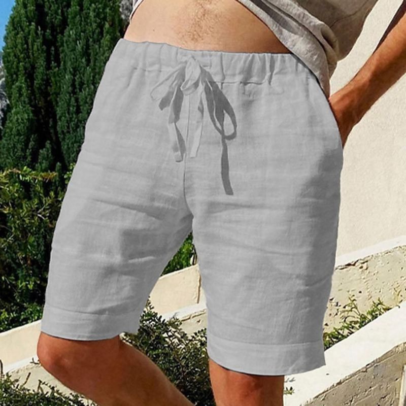 Herrens Linneshorts med Elastisk Midja för Varmt Väder