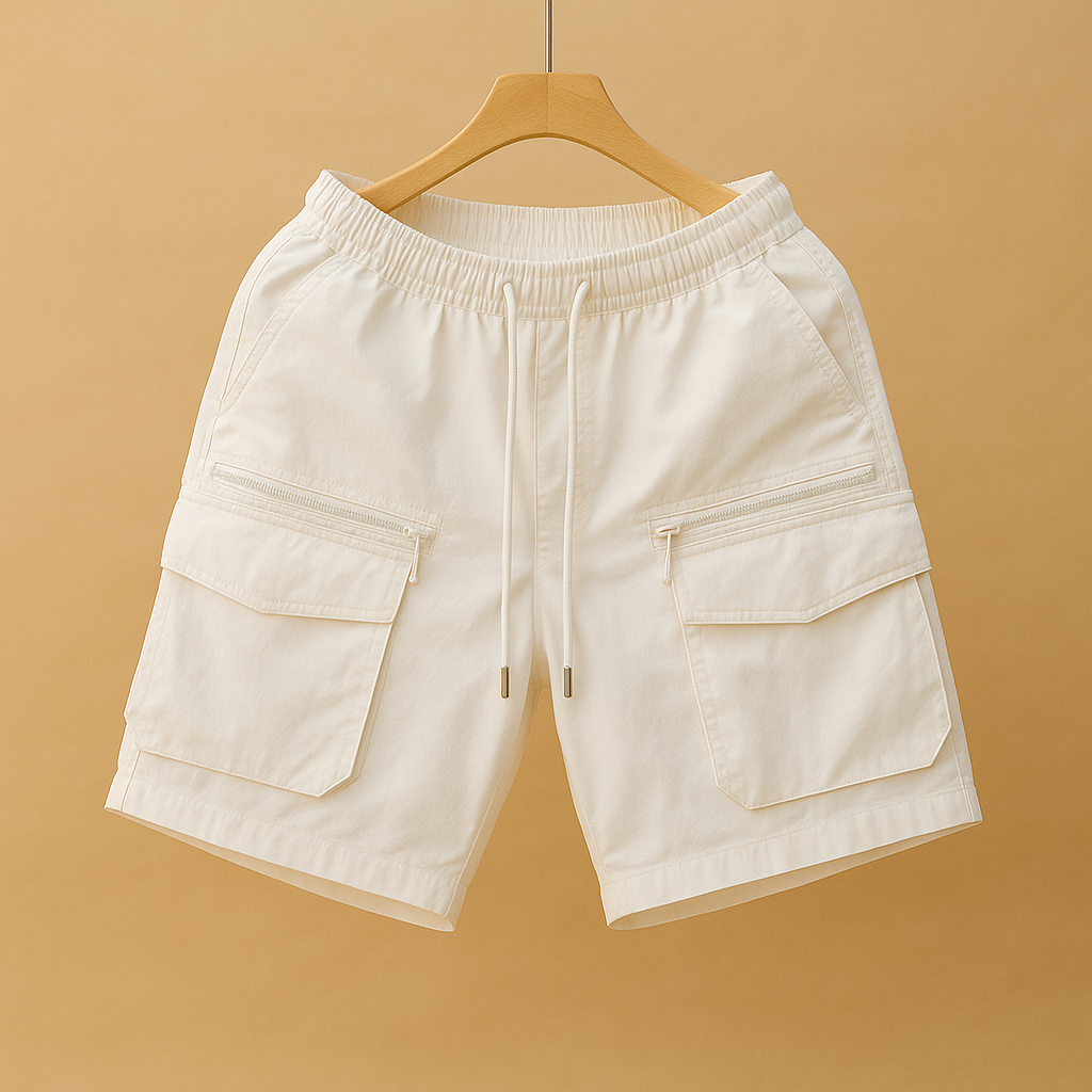 Herrens Oversized Cargo Shorts med Flera Fickor