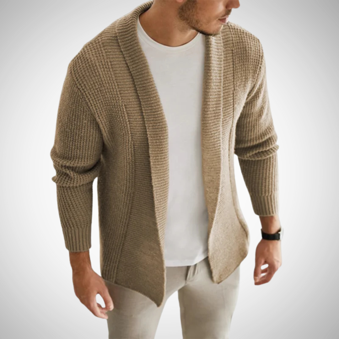 Herrens Stickad Cardigan med Modern Design