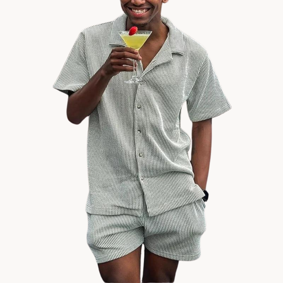 Herrkläder Polo och Shorts Set för Sommarstil