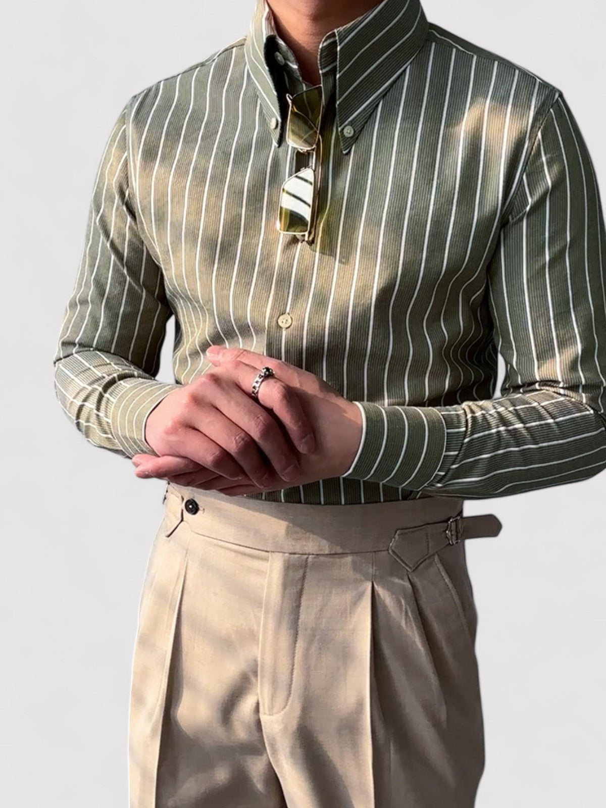 Herrskjorta Slim Fit Randig Design i Premium Tyg
