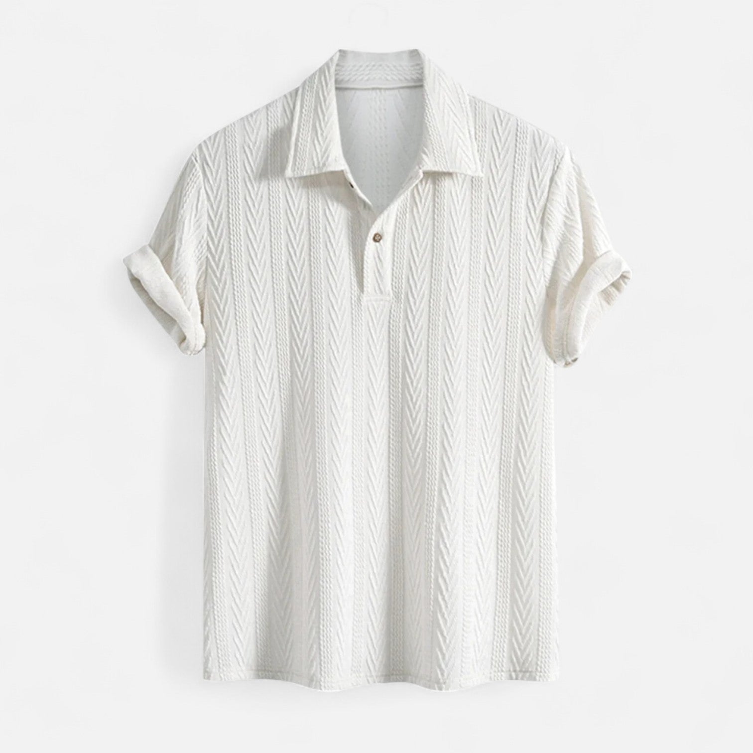 Jacquard Poloskjorta Herr – Halvknäppning & Klassisk Krage