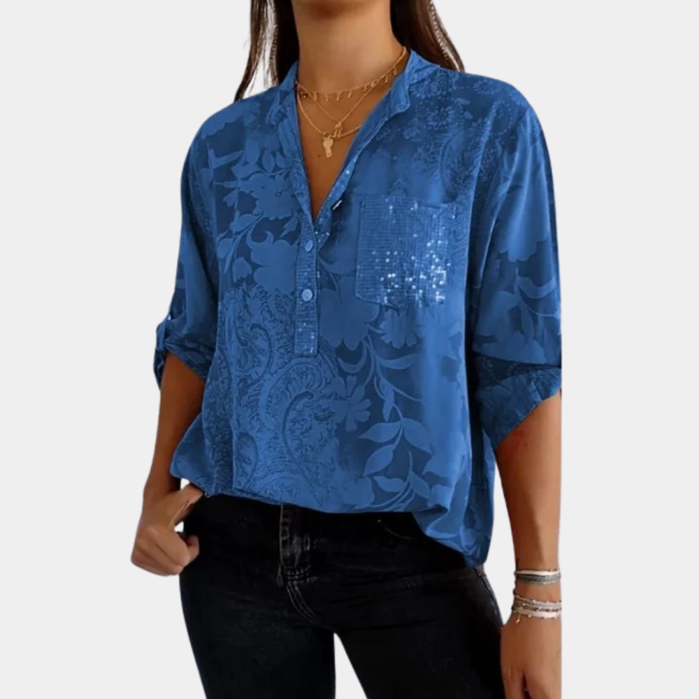 Justerbar Långärmad Blus Dam i Lätt Material