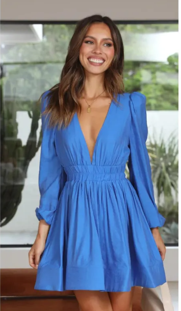 Kvinna Bomull Mini Klänning Trendig och Mångsidig