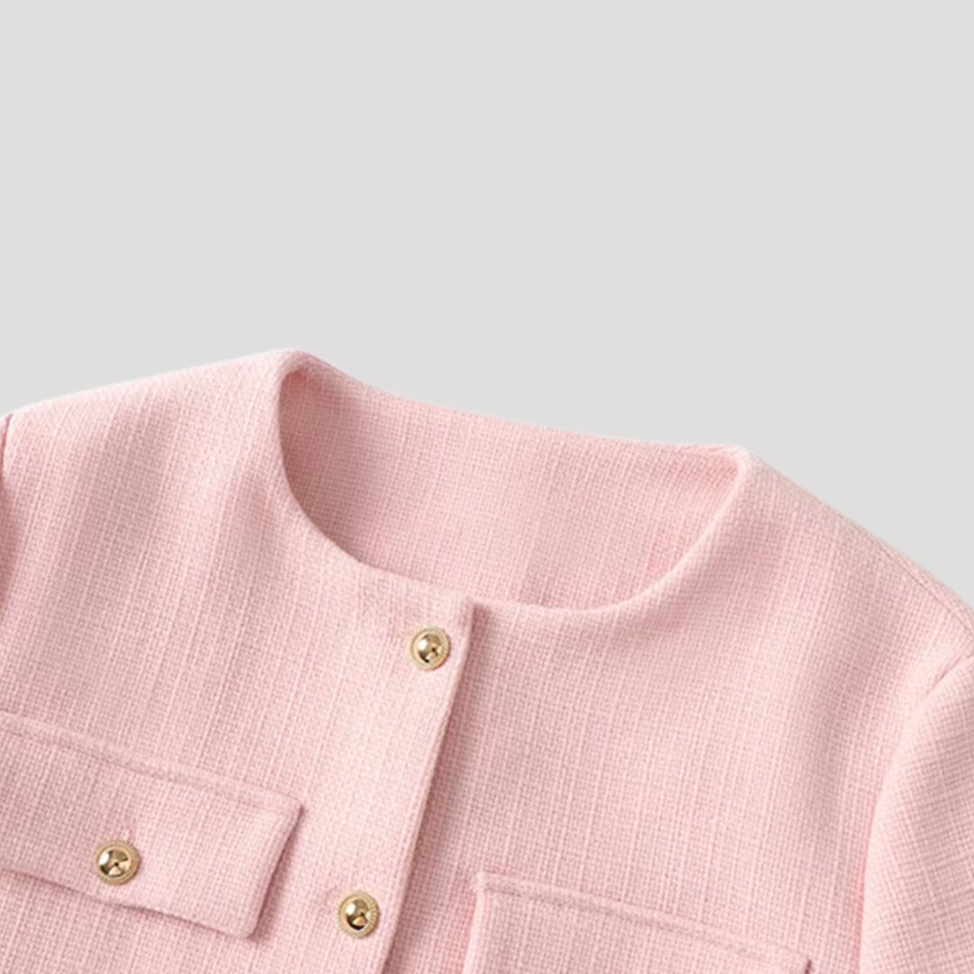 Kvinno Croppad Knapp-up Cardigan med Fickor 2