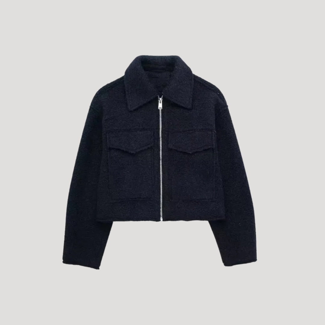 Kvinno Croppad Ulljacka med Strukturerad Design 3