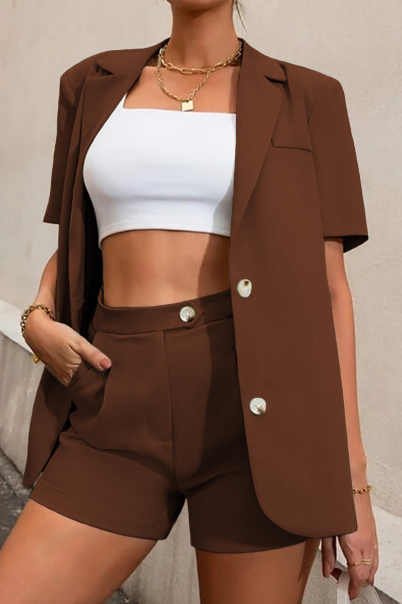 Kvinnors Bomull Blazer och Shorts Set