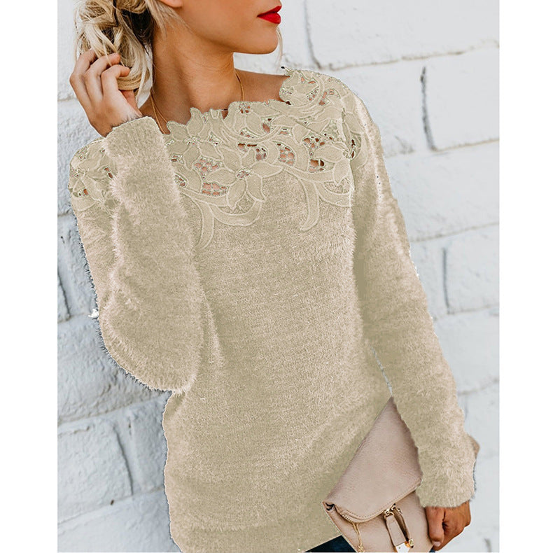 Kvinnors Bomullsblandning Blommig Jumper