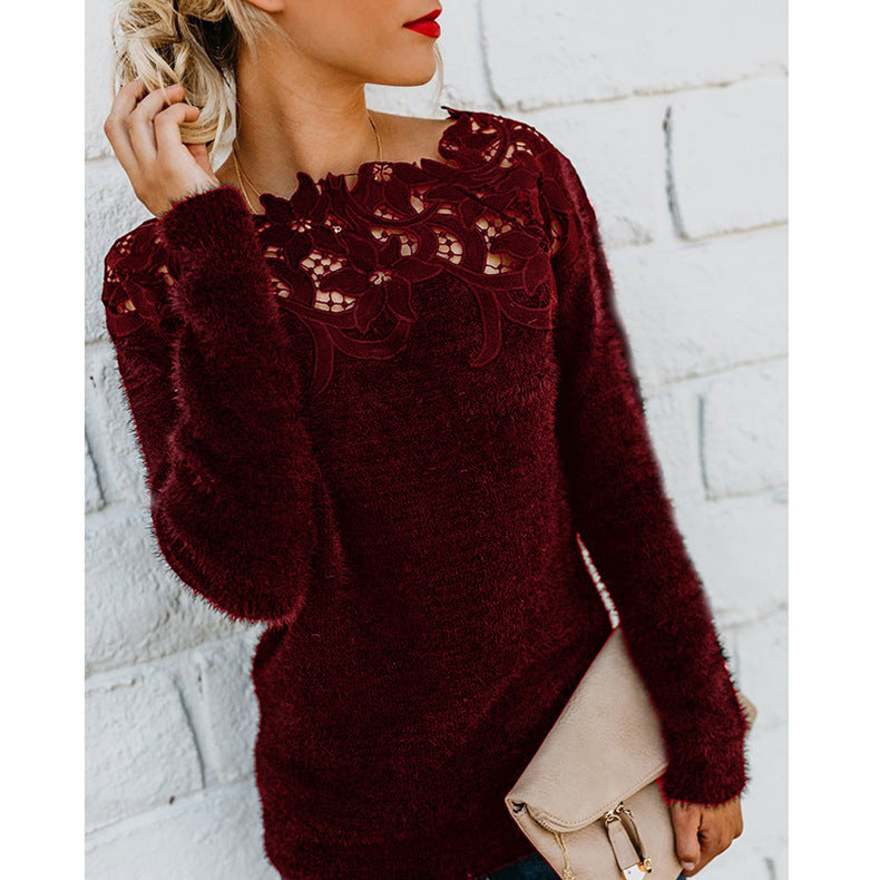 Kvinnors Bomullsblandning Blommig Jumper