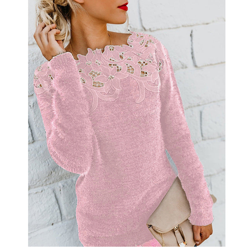 Kvinnors Bomullsblandning Blommig Jumper