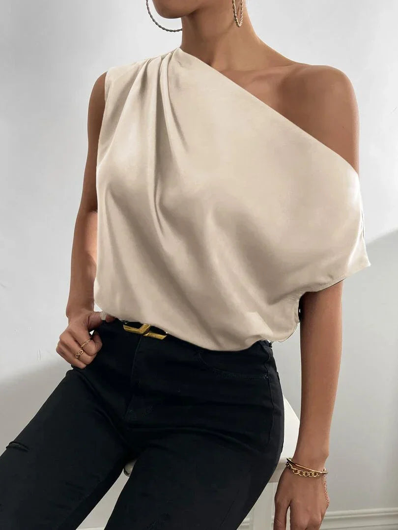 Kvinnors Silke T-shirt Off-Shoulder Med Batwing-ärmar