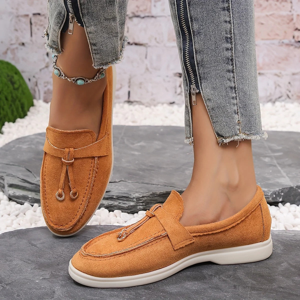 Kvinnors Syntetiskt Läder Loafers med Elegant Design