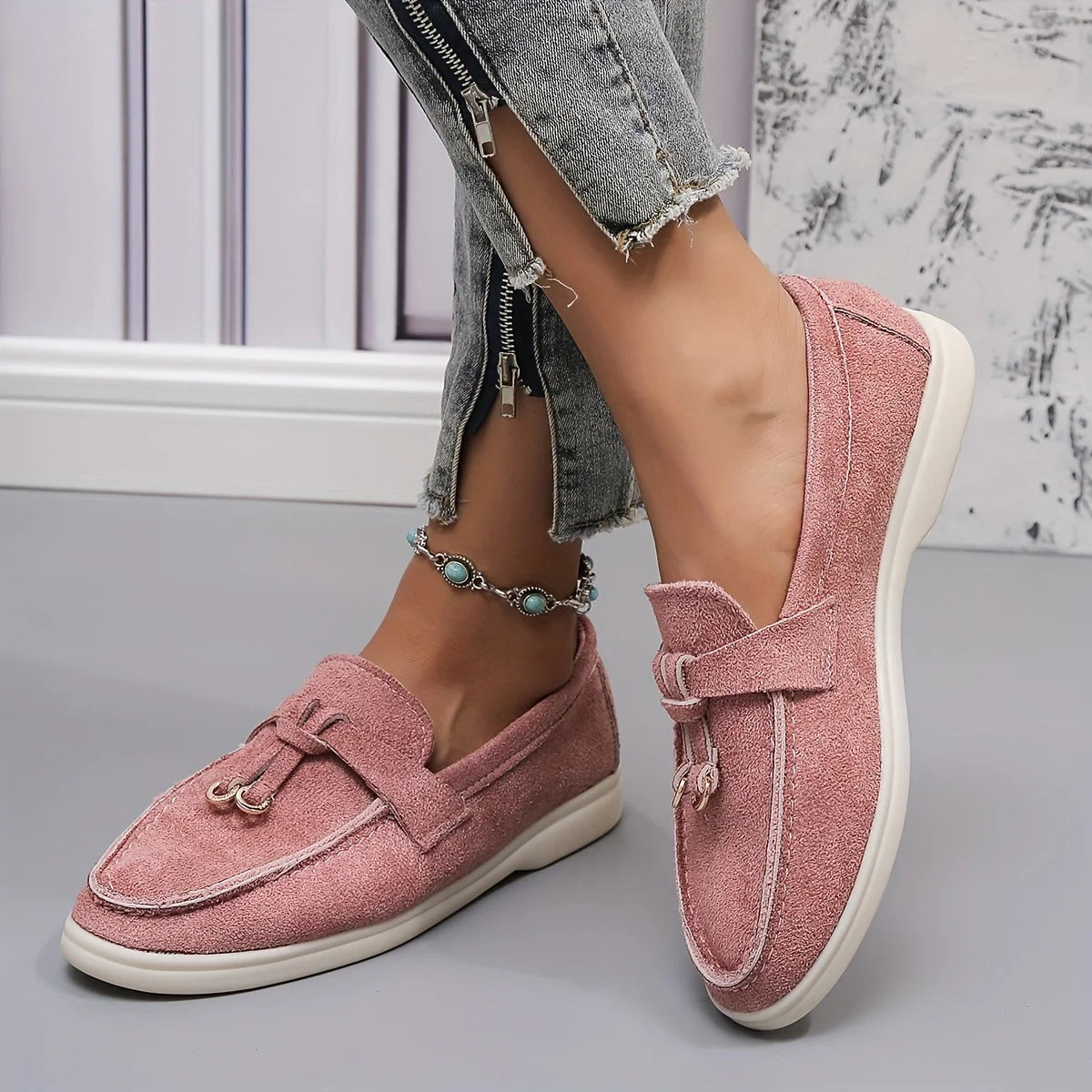 Kvinnors Syntetiskt Läder Loafers med Elegant Design