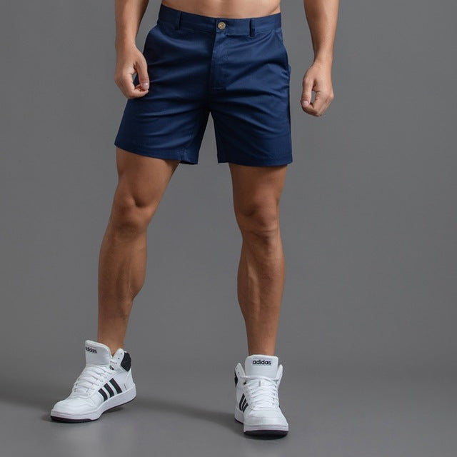 Mäns Bomull Chino Shorts Knälängd Khaki