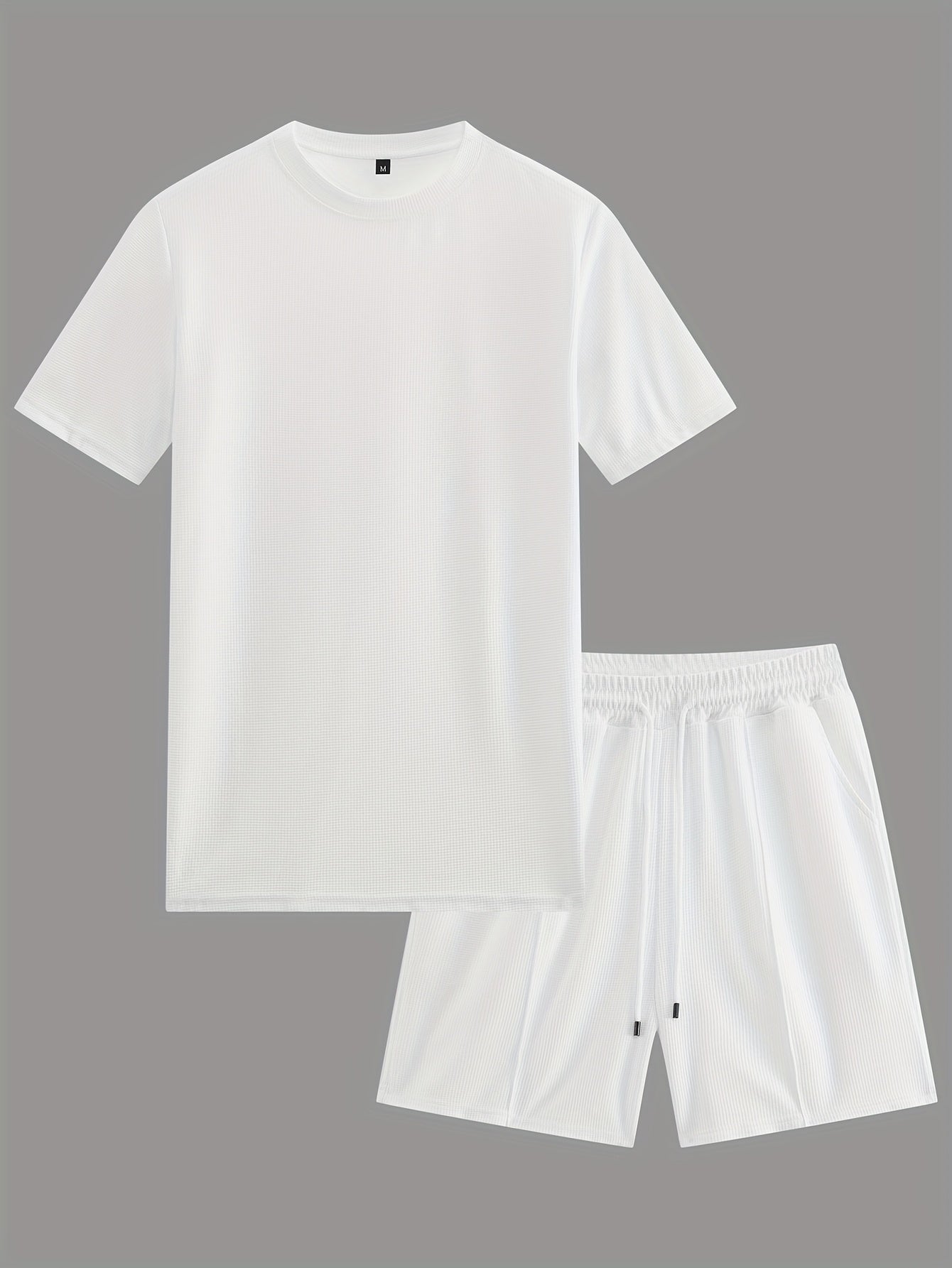 Mäns Bomull Tvådelad Sommaruppsättning T-shirt och Shorts
