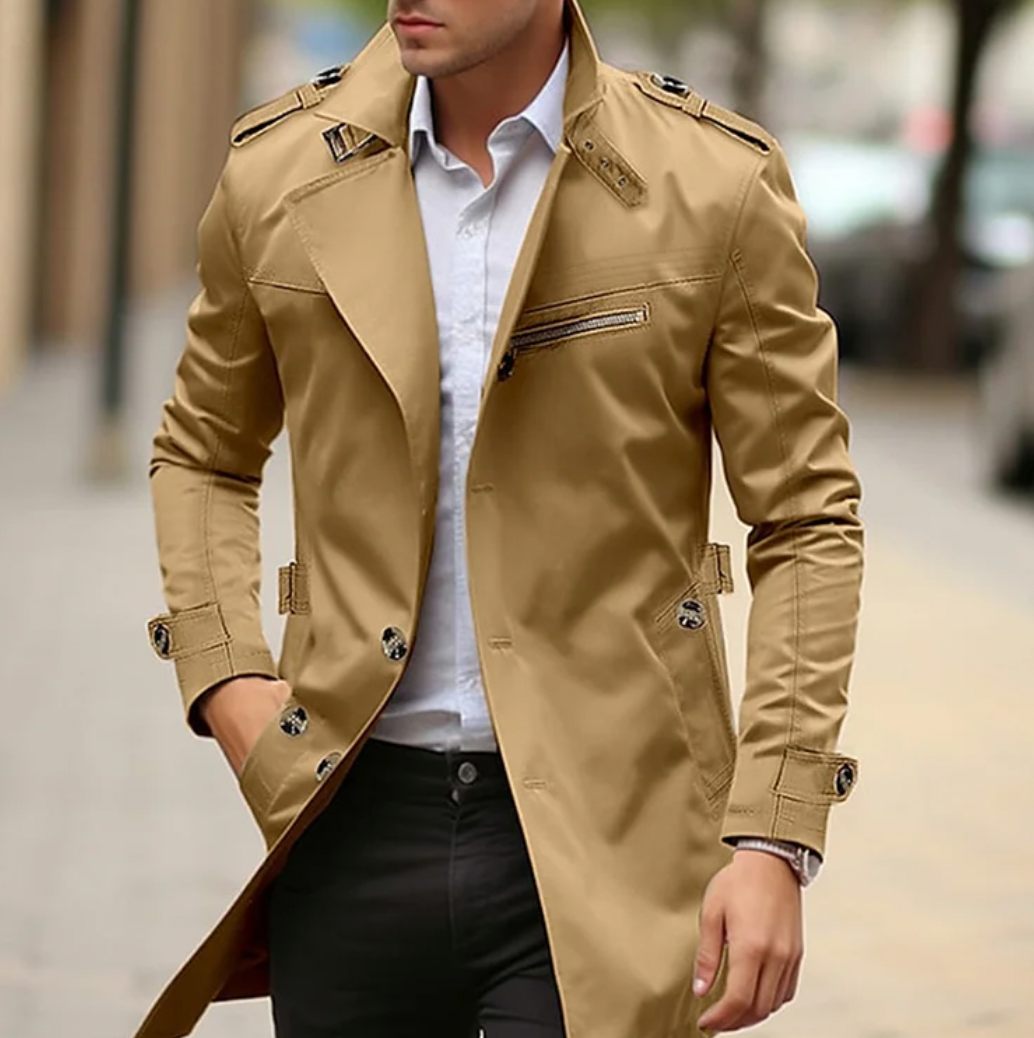 Herrens Elegant Vårkappa i Premium Material-5