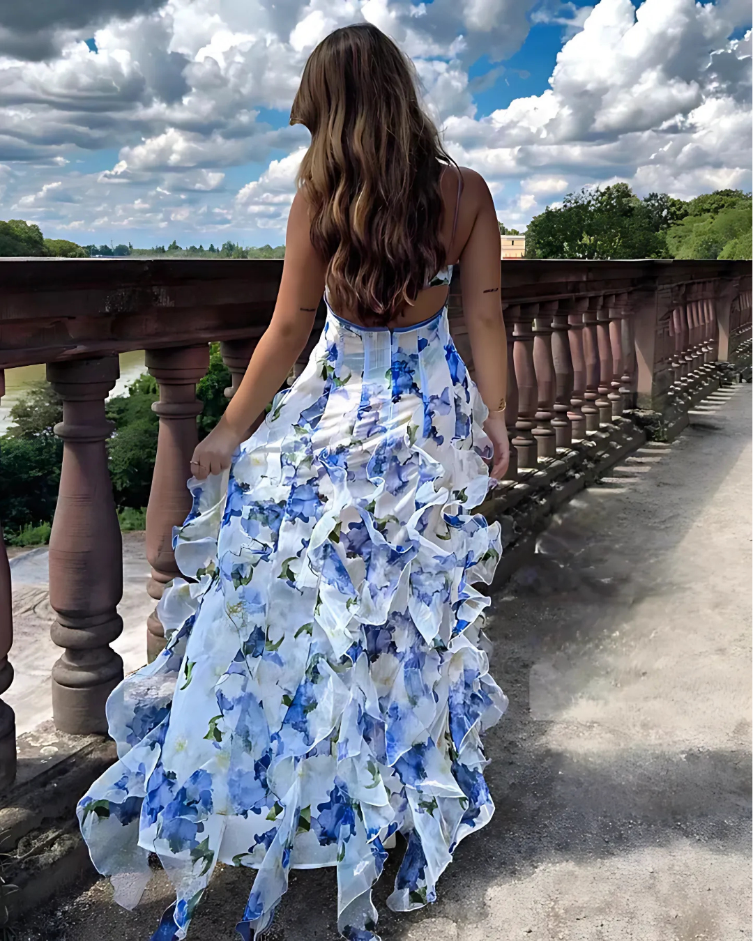 Maxiklänning Dam Blommig Lång Klänning för Sommar och Fest