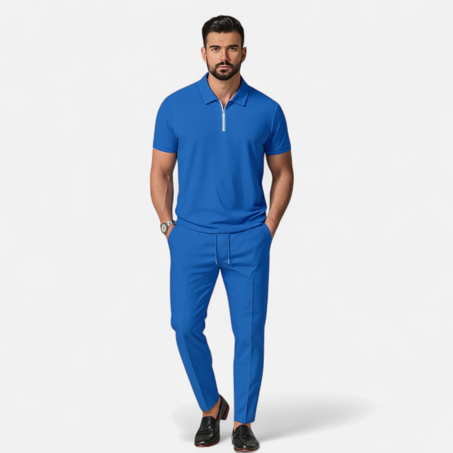 Poloskjorta & Byxor Set Herr – Casual & Elegant Stil