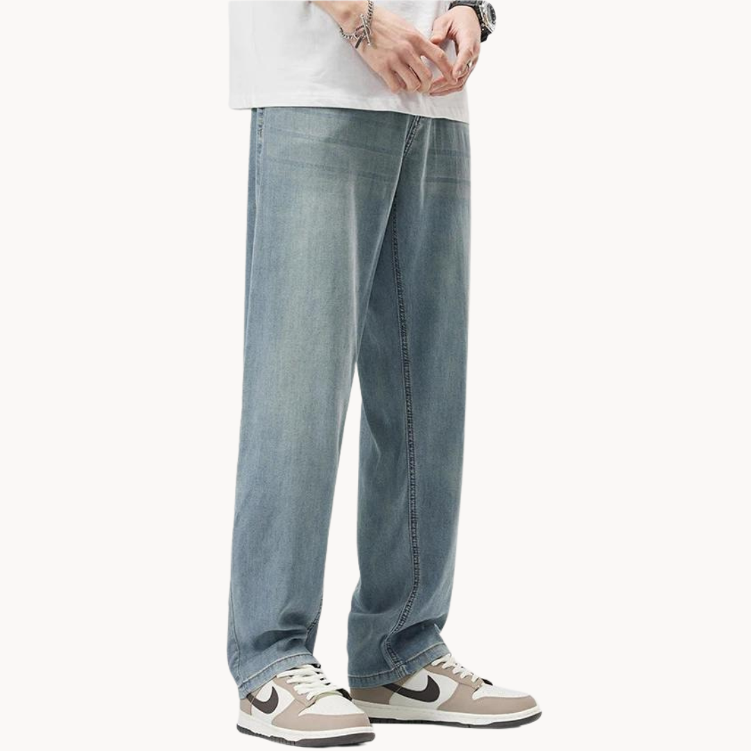 Raka jeansbyxor för män