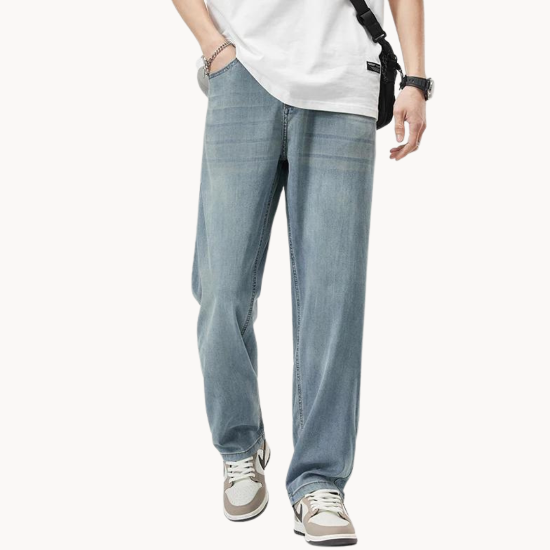 Raka jeansbyxor för män