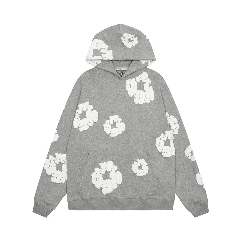 Declan | Denim Hoodie med Blommönster för Herrar