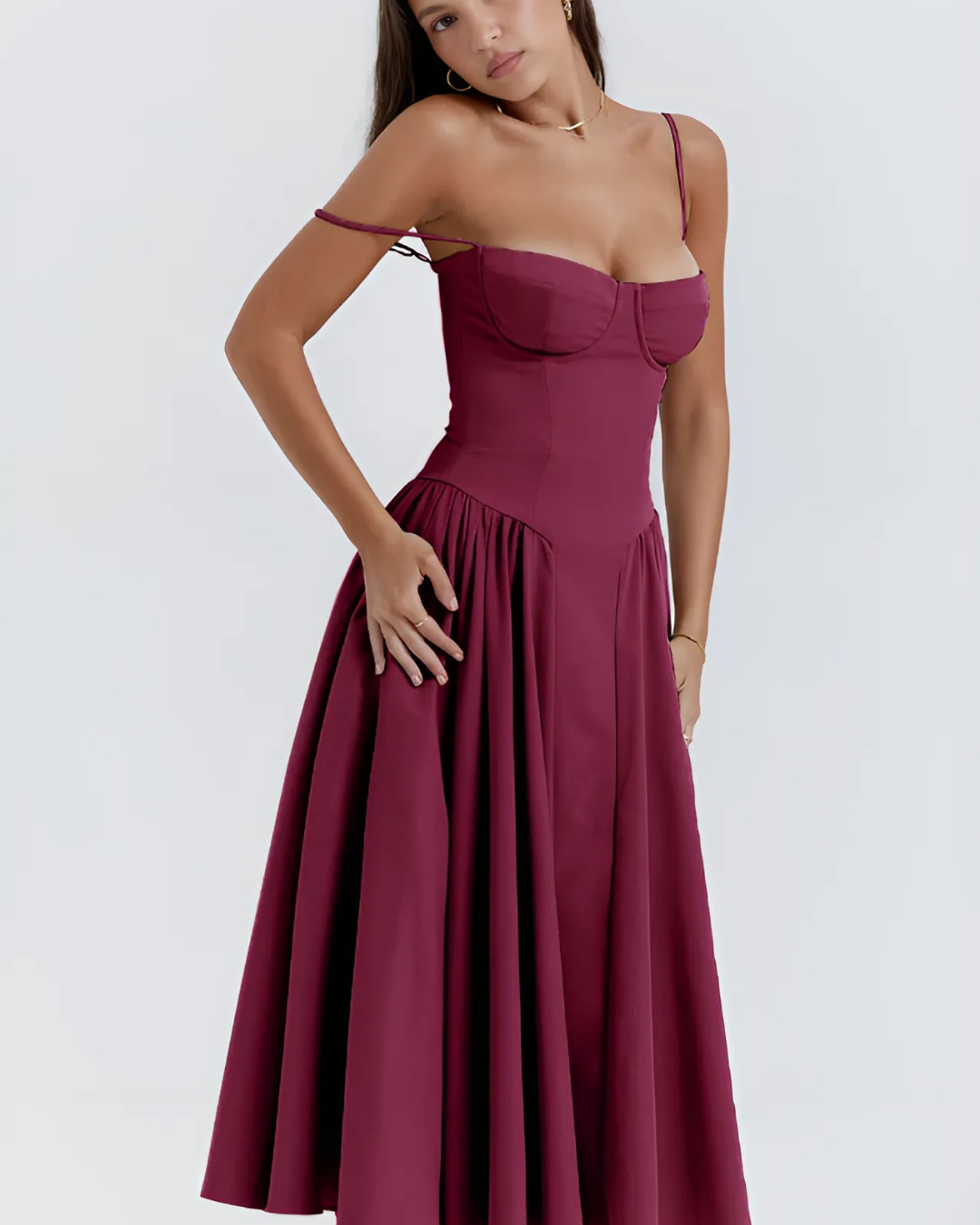 Sommarklänning Dam med Justerbara Axelband och Volymös Midja