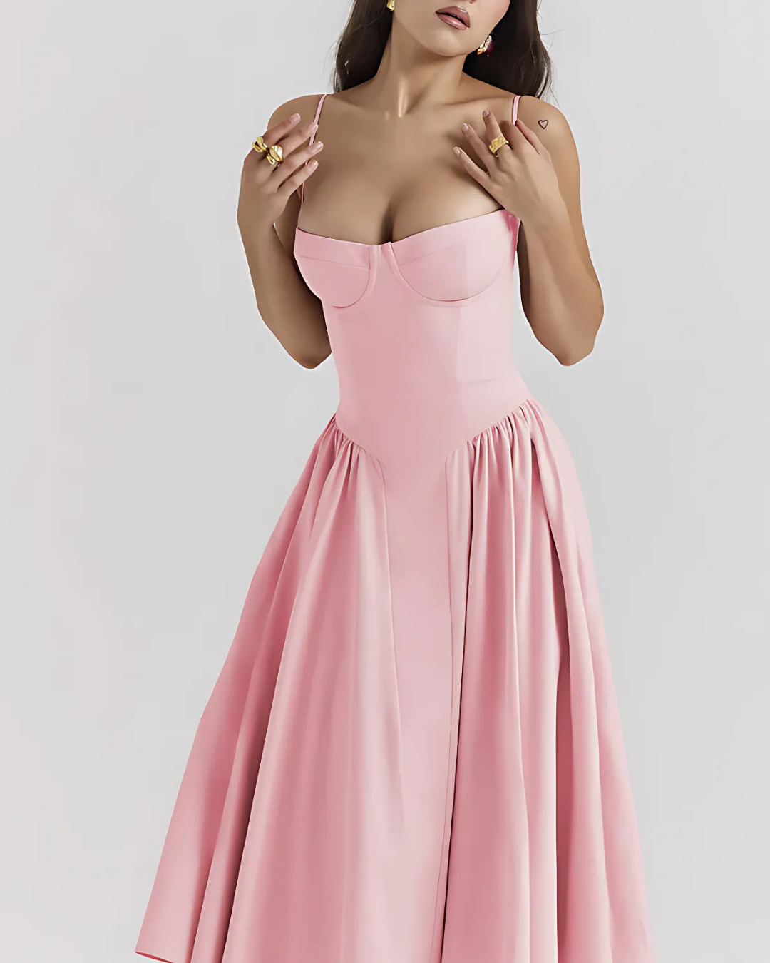 Sommarklänning Dam med Justerbara Axelband och Volymös Midja