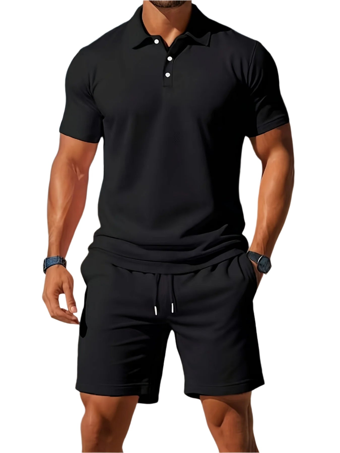 Variant image for Mäns Bomull Polo Skjorta och Shorts Kläder för Män-11