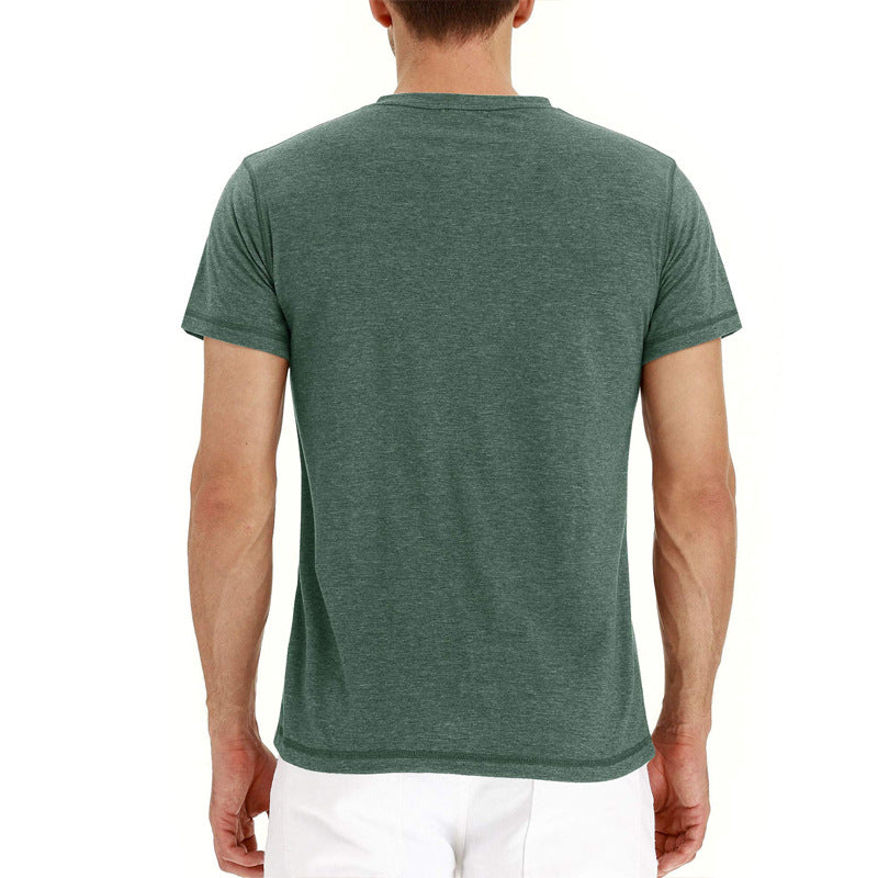 Herr T-shirt Bomull Henley Kort Ärming-6