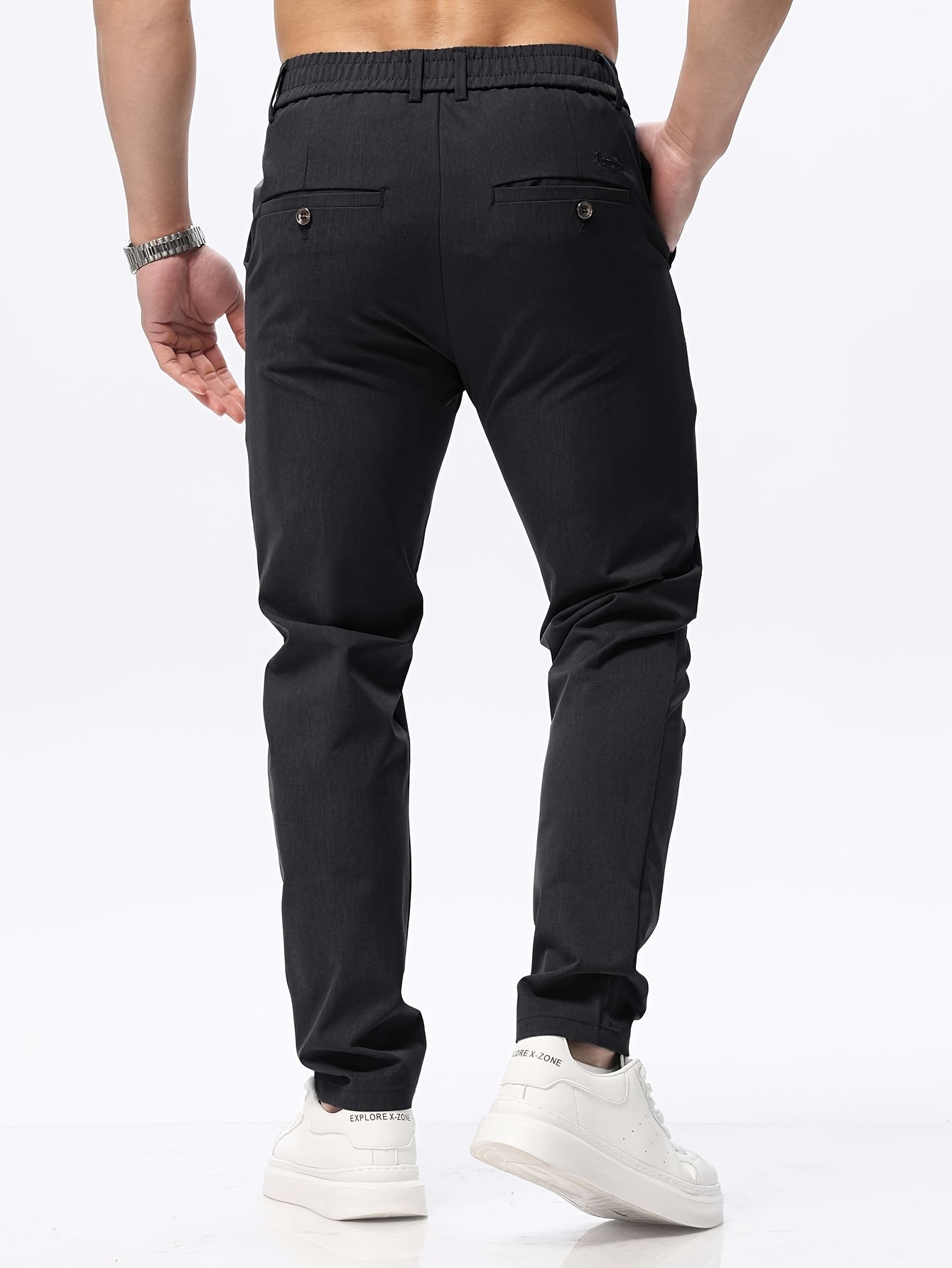 Herrbyxor Elastiska Midjeband Slim Fit-6