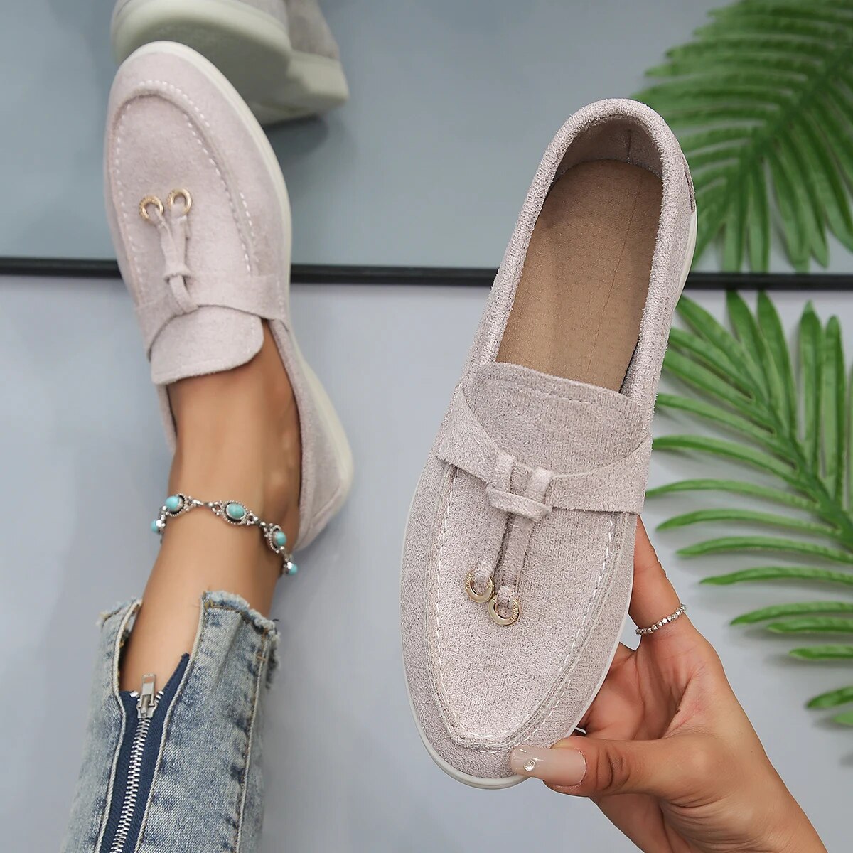 Damskor Läder Loafers Elegant och Bekväm-5