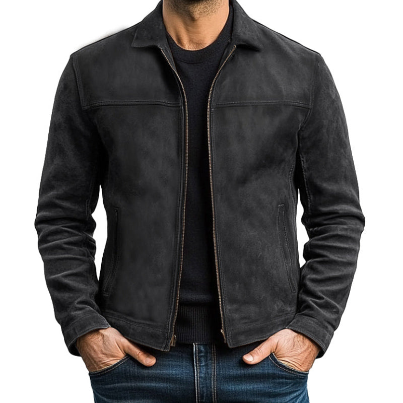 Herrjacka Läder med Blixtlås - Elegant Design och Hållbarhet-3