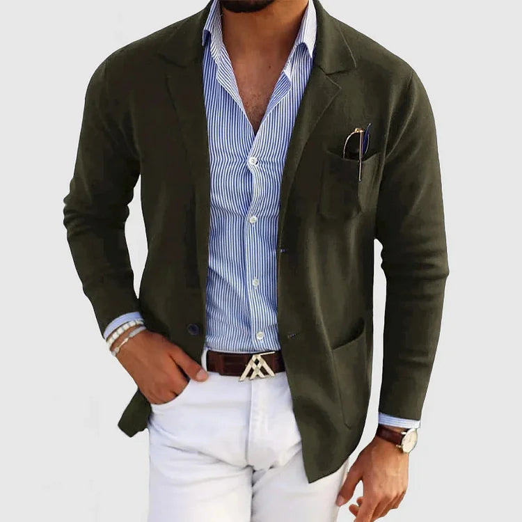 Herrens Stickad Blazer Lätt och Avslappnad-2