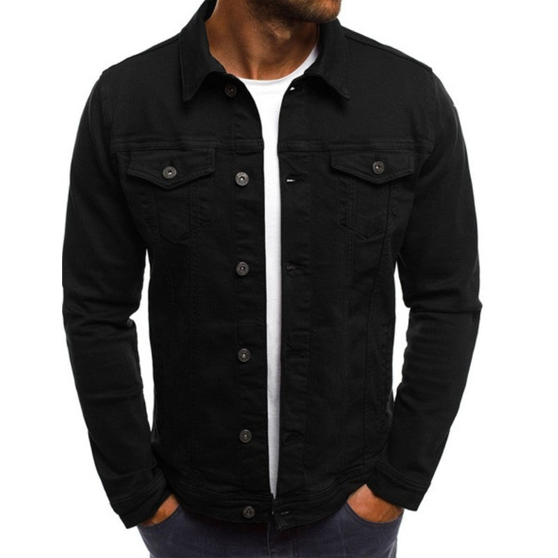 Herr Denim Jacka Casual Högkvalitativt Material-4