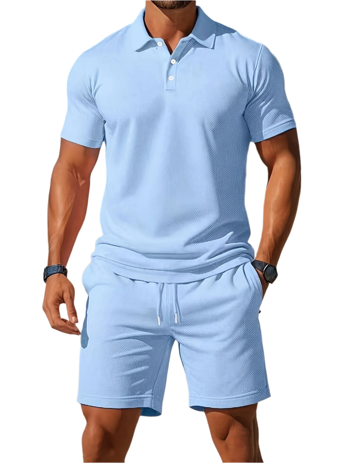 Mäns Bomull Polo Skjorta och Shorts Kläder för Män-1