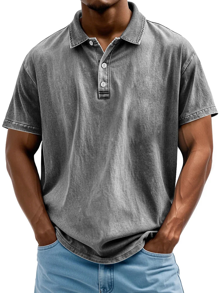 Herr Bomull Polo Skjorta Vintage Tidlös Stil-2