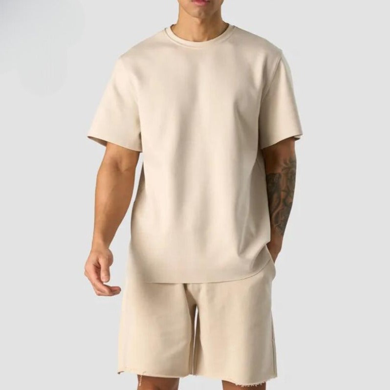 Beige Oversized Sommarset för män