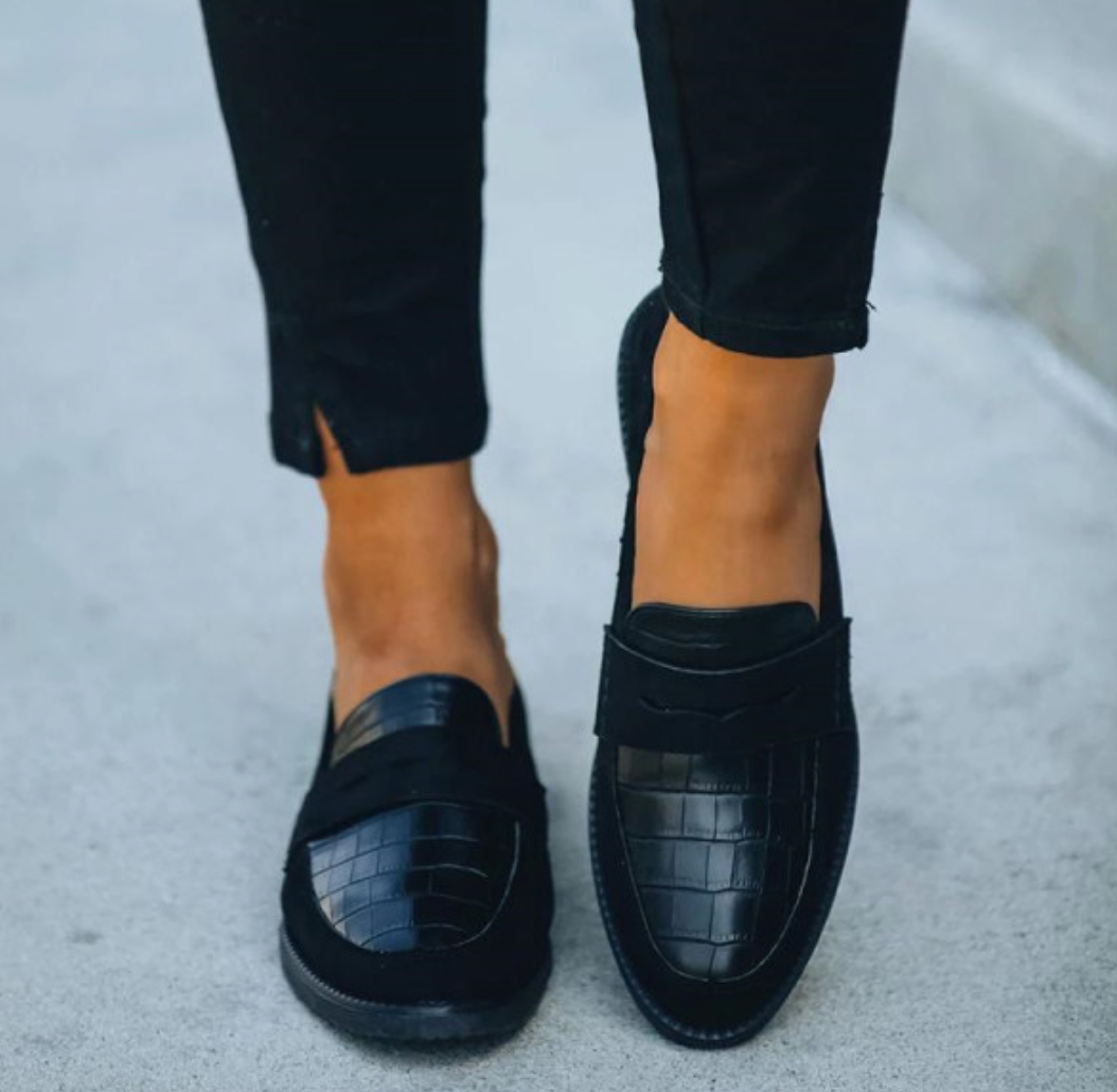 Damskor Mocka Loafers Krokodiltryck Elegant Komfort-2