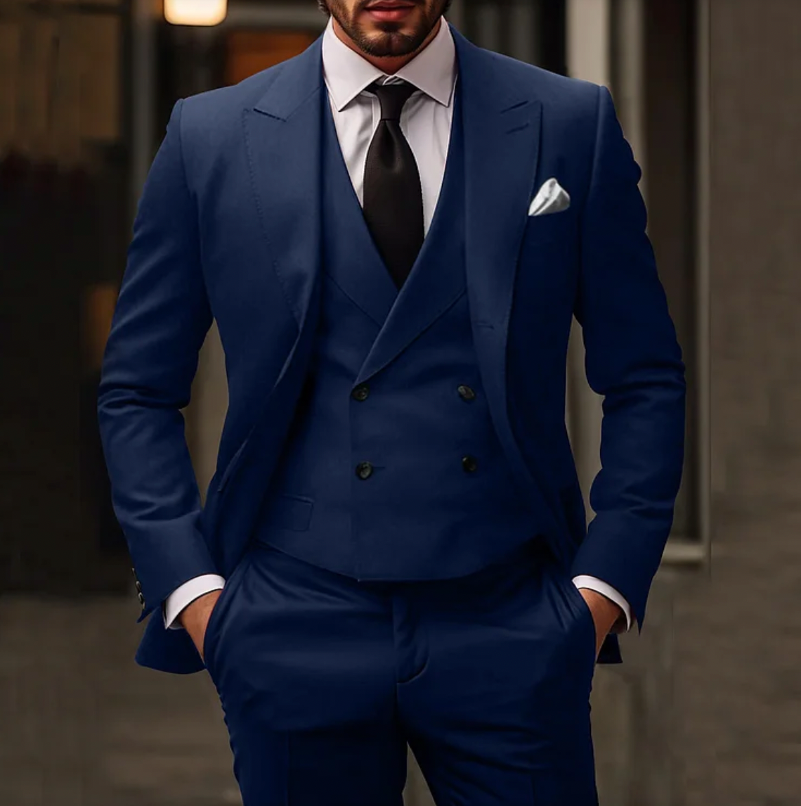 Herr Kostym Bröllop med Väst, Blazer och Byxor 2