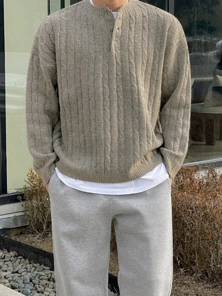 ByCastello | Stilren Henley Pullover för Män