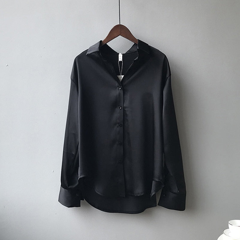 Dam Blus Bomull Löst Snitt Modern Stil