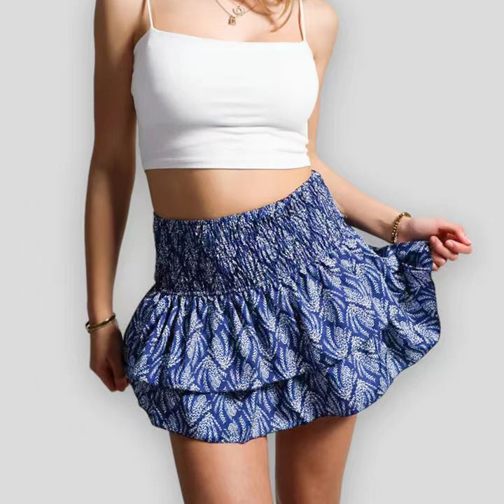 Dam Bomull Boho Kjol med Ruffles
