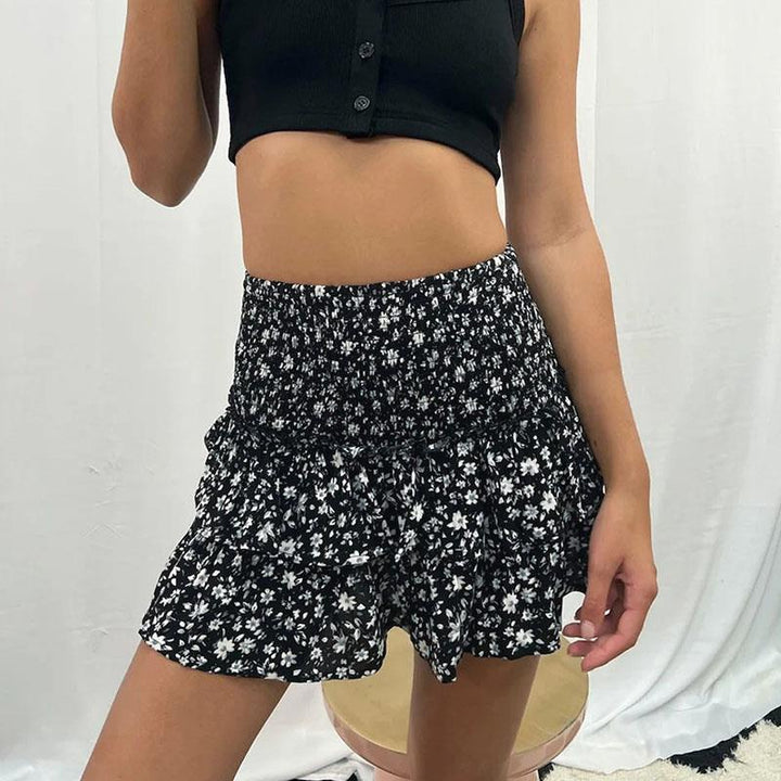 Dam Bomull Boho Kjol med Ruffles