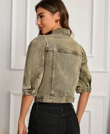 Dam Denimjacka Kort i Högkvalitativ Denim