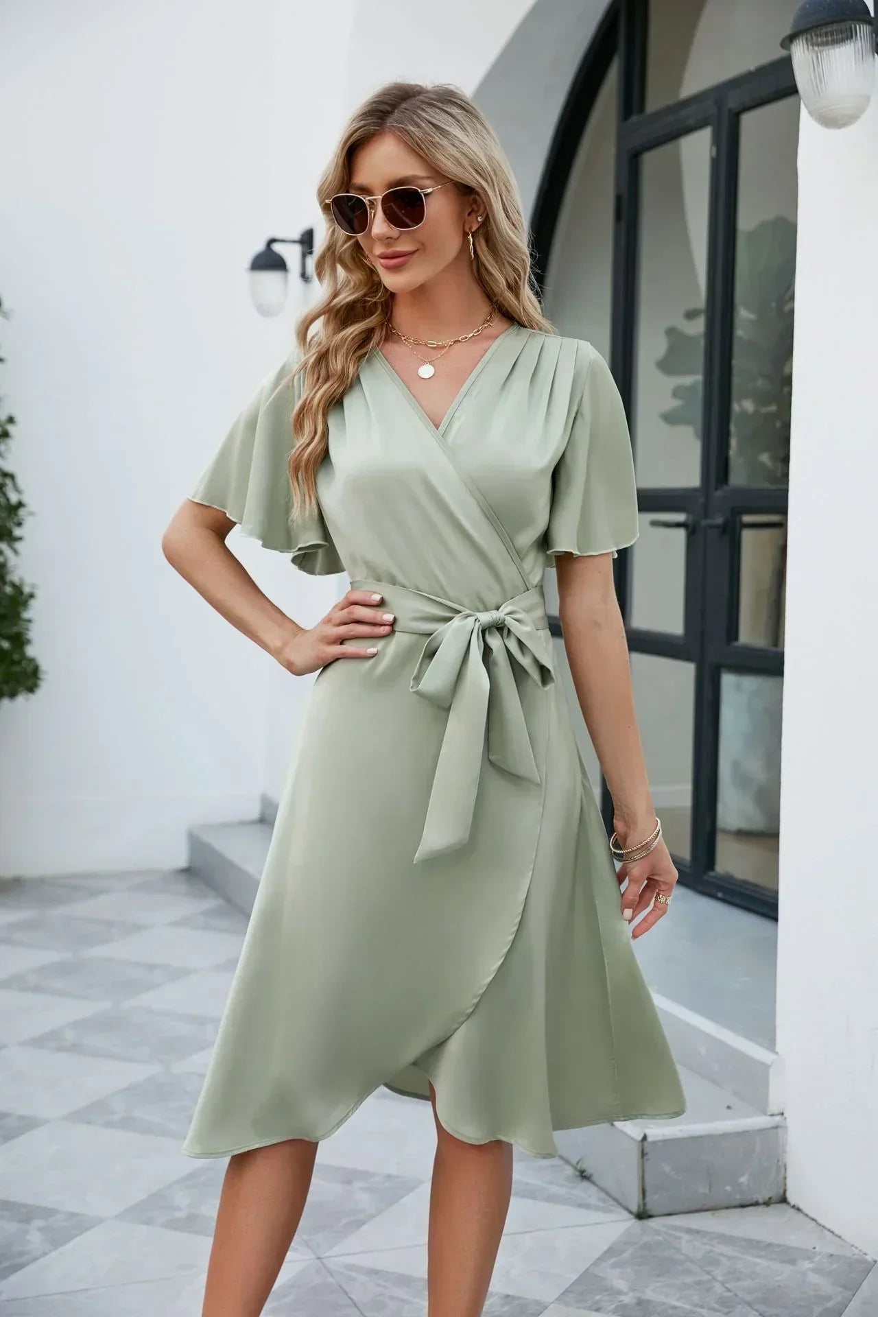 Dam Klänning Mjuk Wrap i Elegant Stil
