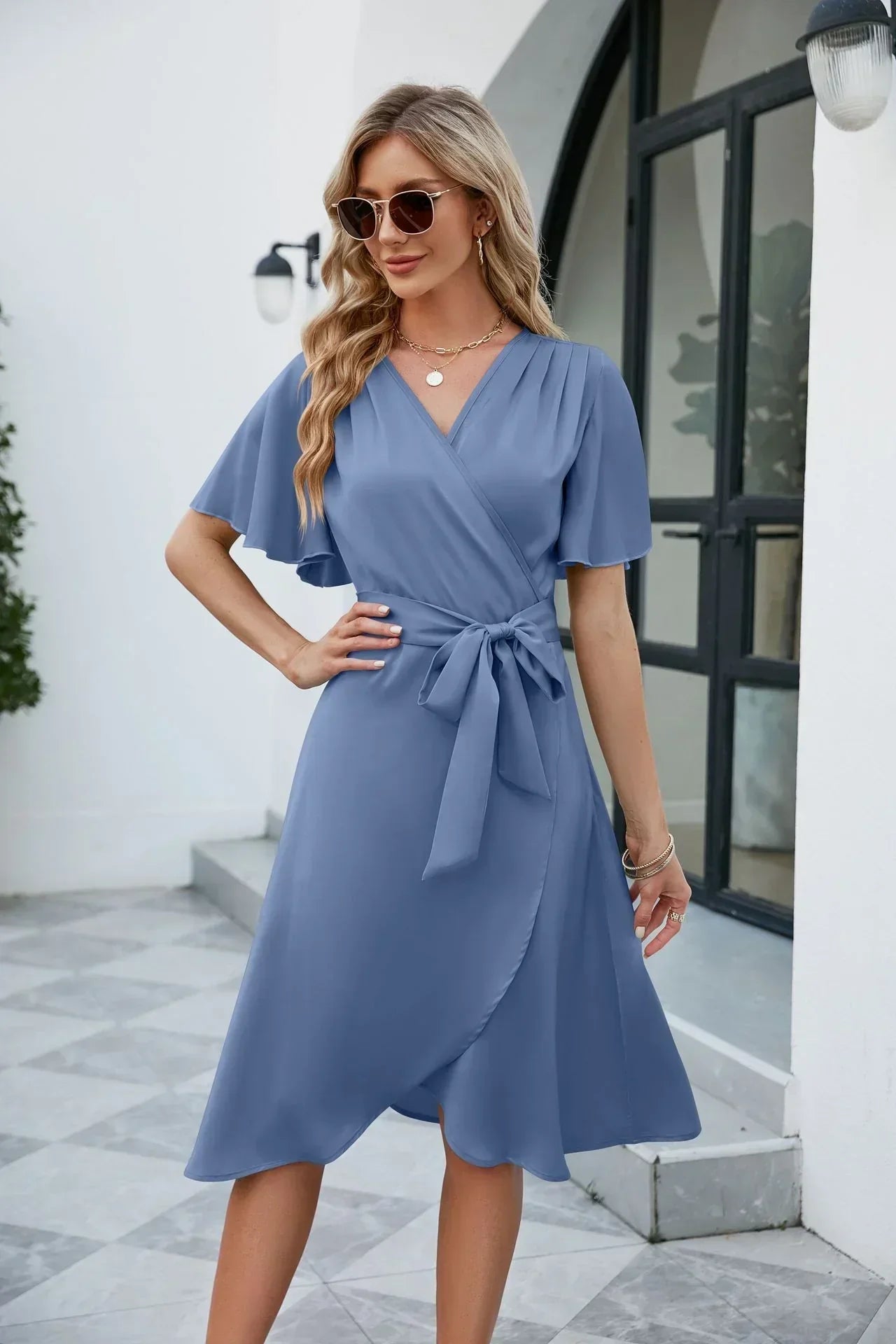 Dam Klänning Mjuk Wrap i Elegant Stil
